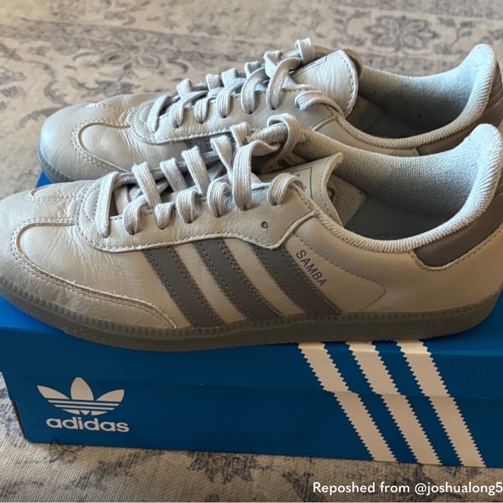 adidas Samba Men’s Leather Sneakers in Light Gray